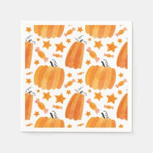 Serviette En Papier Motif Orange Citrouille Party Napkin