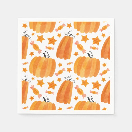 Serviette En Papier Motif Orange Citrouille Party Napkin (Devant)