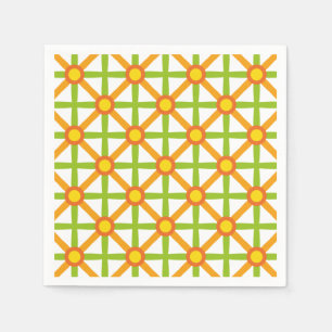 Serviette En Papier Motif orange vert et jaune inspiré des rétro