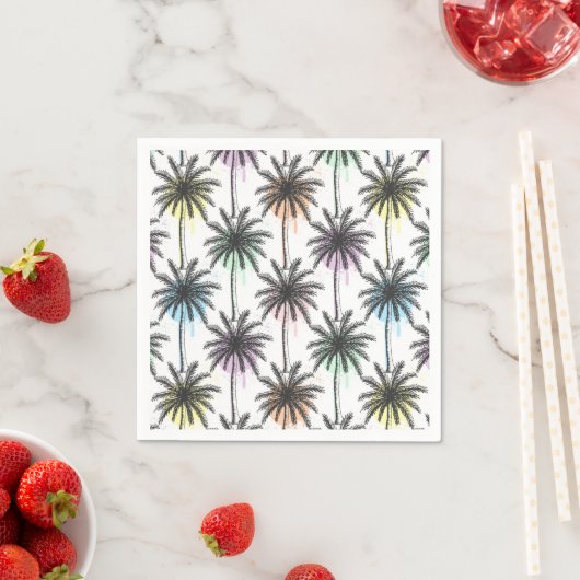 Serviette En Papier Motif Paint Drop Palm Tree (En situation)
