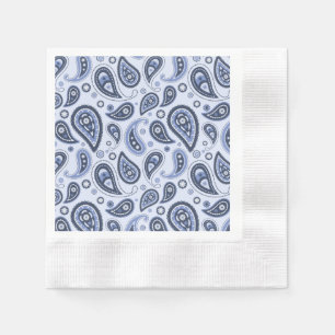 Serviette En Papier Motif Paisley Bleu