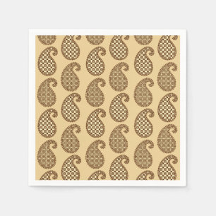 Serviette En Papier Motif Paisley, bronzage, crème et chocolat