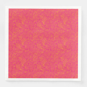 Serviette En Papier Motif paisley jaune rose