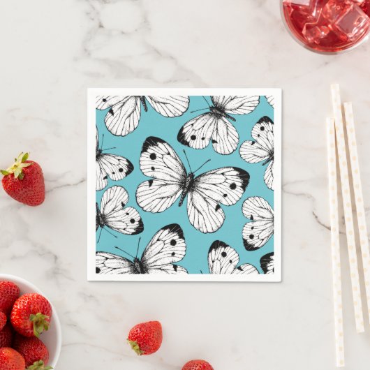 Serviette En Papier Motif papillon de choux (En situation)