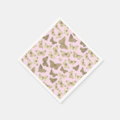 Serviette En Papier Motif papillon doré rose mignon monogramme (Coin)