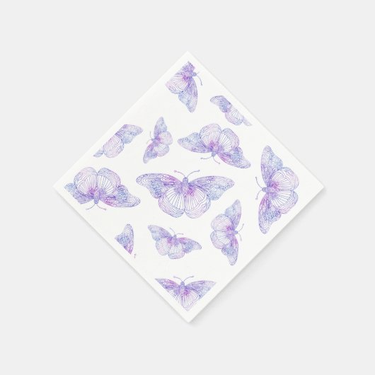 Serviette En Papier Motif papillon violet aquarelle (Coin)