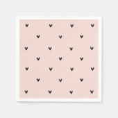 Serviette En Papier Motif Pastel Moderne Rose et Coeurs Noirs (Devant)