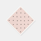 Serviette En Papier Motif Pastel Moderne Rose et Coeurs Noirs (Coin)