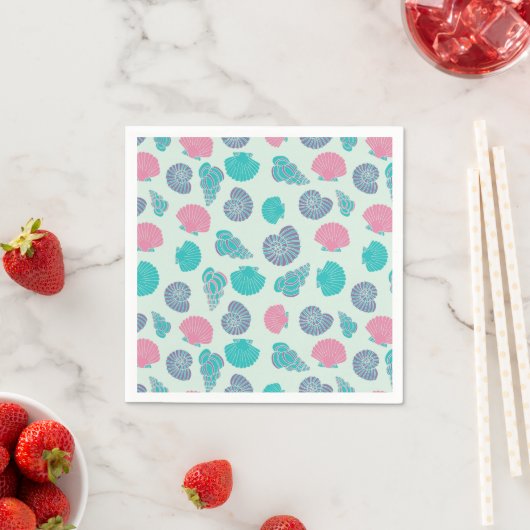 Serviette En Papier Motif Pastel Seashell (En situation)