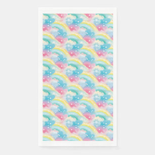 Serviette En Papier Motif Pastel Whimsical avec Coeurs et Arcs-en-ciel
