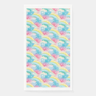 Serviette En Papier Motif Pastel Whimsical avec Coeurs et Arcs-en-ciel