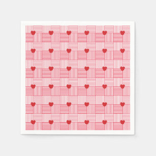 Serviette En Papier Motif Patchwork Cœurs Rayés 