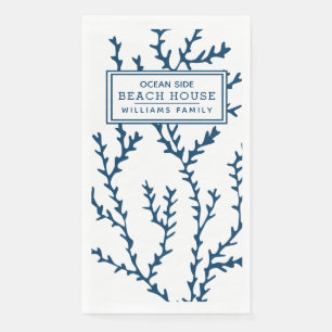 Serviette En Papier Motif personnalisé aux algues bleues - Beach House