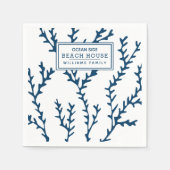 Serviette En Papier Motif personnalisé aux algues bleues - Beach House (Devant)