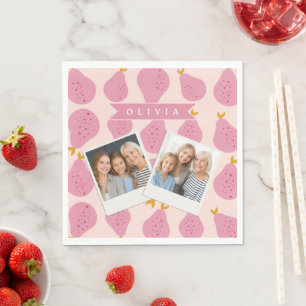 Serviette En Papier Motif personnalisé de poire rose joli et fruité po