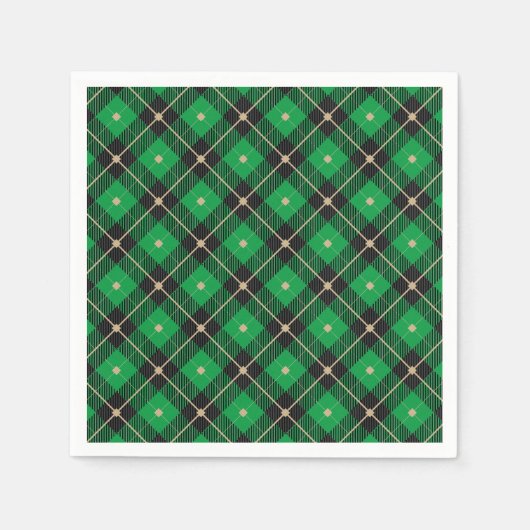 Serviette En Papier Motif plaid Black Green tendance (Devant)