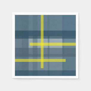 Serviette En Papier Motif plaid bleu et jaune