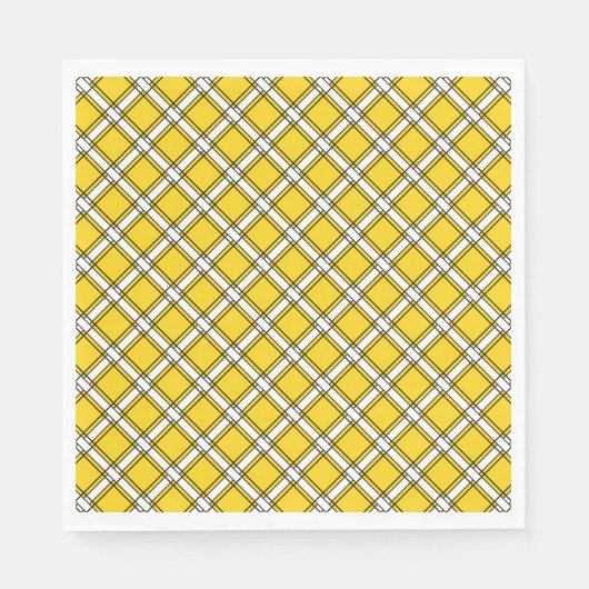 Serviette En Papier Motif plaid jaune et blanc (Devant)