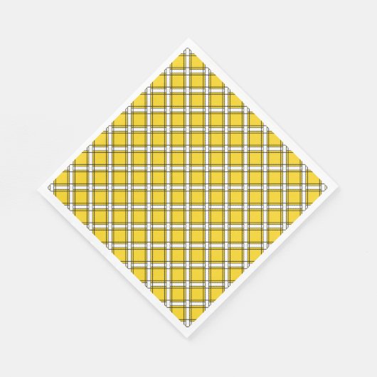 Serviette En Papier Motif plaid jaune et blanc (Coin)
