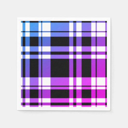 Serviette En Papier Motif plaid noir rose moderne (Devant)