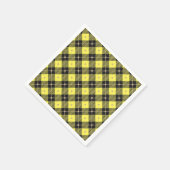 Serviette En Papier Motif plaid tendance noir Jaune (Coin)