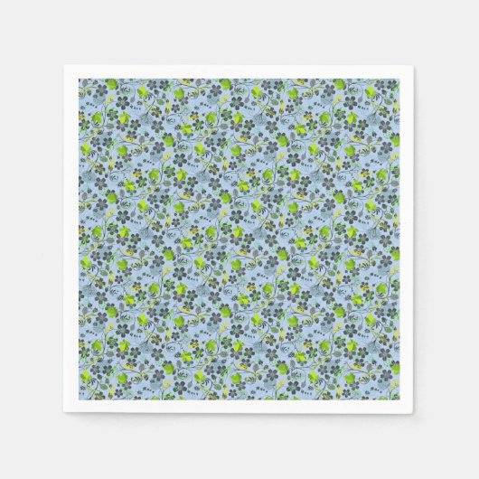 Serviette En Papier motif plante A03.b Lblue BG (Devant)