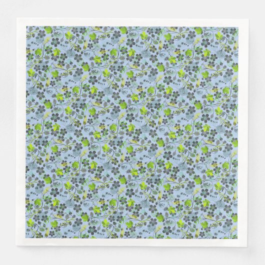 Serviette En Papier motif plante A03.b Lblue BG (Devant)
