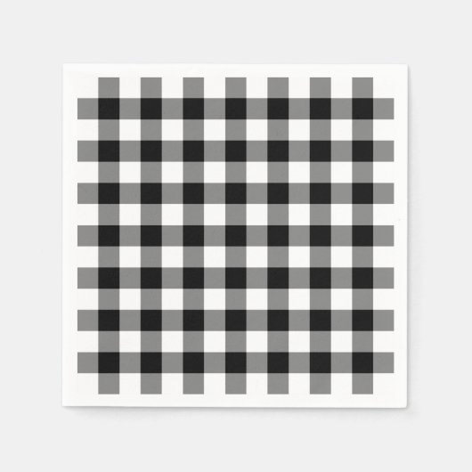 Serviette En Papier Motif plaqué noir et blanc En vichy classique (Devant)