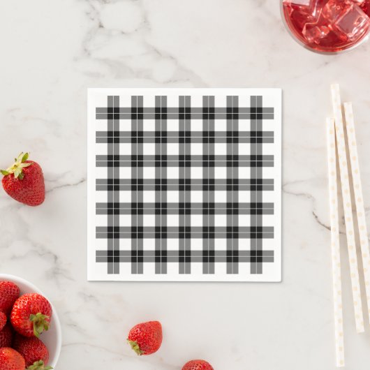 Serviette En Papier Motif plat noir et blanc classique (En situation)