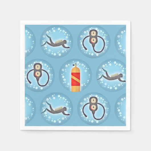 Serviette En Papier Motif plongée sous-marine - Cute Scuba Thème (Devant)