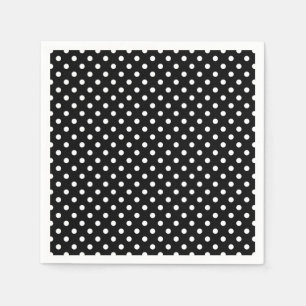 Serviette En Papier Motif Pois Blanc Noir et blanc