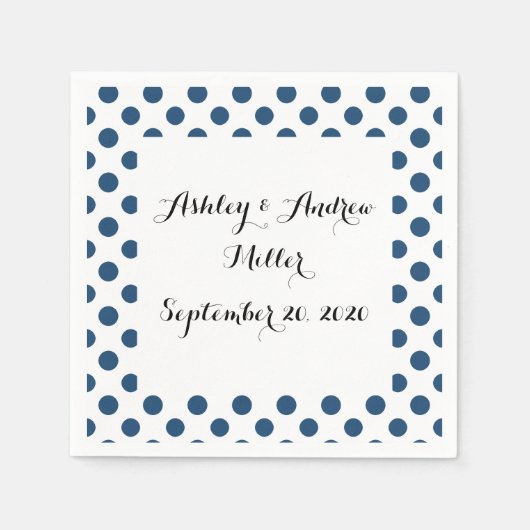 Serviette En Papier Motif Pois bleu bleu de la marine (Devant)