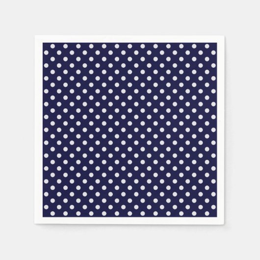 Serviette En Papier Motif Pois bleu et blanc de la Marine (Devant)