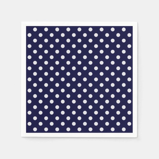 Serviette En Papier Motif Pois bleu et blanc de la Marine (Devant)