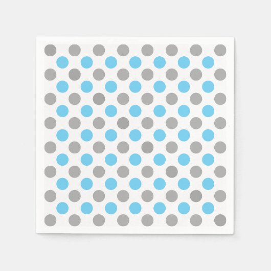 Serviette En Papier Motif pois bleu et gris (Devant)