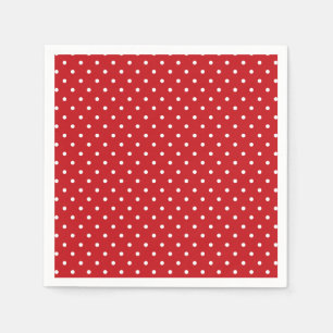 Serviette En Papier Motif Pois Classique Blanc Sur Rouge Festif