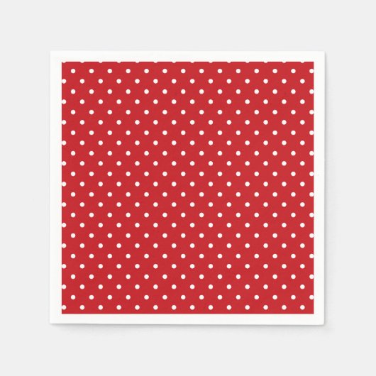 Serviette En Papier Motif Pois Classique Blanc Sur Rouge Festif (Devant)
