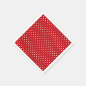 Serviette En Papier Motif Pois Classique Blanc Sur Rouge Festif (Coin)