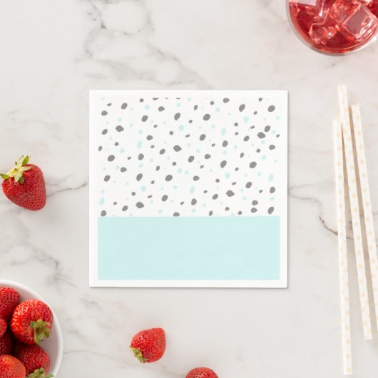 Serviette En Papier Motif pois pastel bleu gris (En situation)