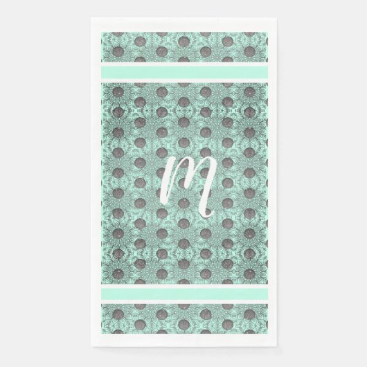 Serviette En Papier Motif Pois vert, noir et gris (Devant)