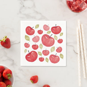 Serviette En Papier Motif pomme aquarelle peinte à la main