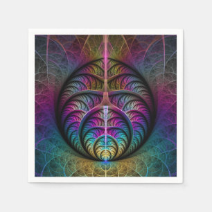 Serviette En Papier Motif psychédélique coloré abstrait d'art fractal