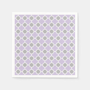 Serviette En Papier Motif Quatrefoil gris blanc violet