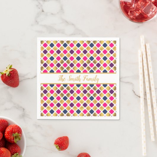 Serviette En Papier Motif Quatrefoil Multicolor (En situation)