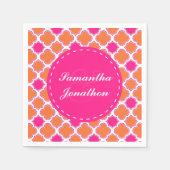 Serviette En Papier Motif Quatrefoil rose et Mariage orange (Devant)