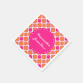 Serviette En Papier Motif Quatrefoil rose et Mariage orange (Coin)