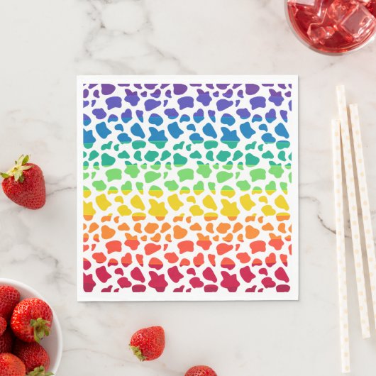 Serviette En Papier Motif Rainbow Cow (En situation)