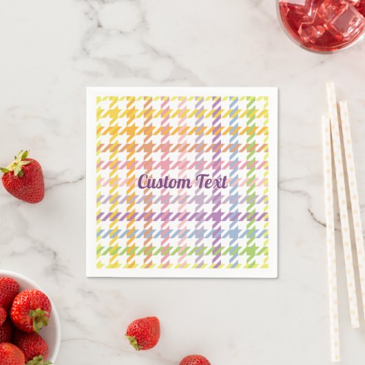 Serviette En Papier Motif Rainbow Houndstooth (En situation)