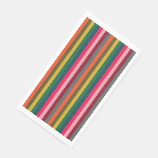 Serviette En Papier Motif rayé multicolore brillant (Coin)
