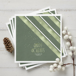 Serviette En Papier Motif rayure de Noël vert/blanc ID862